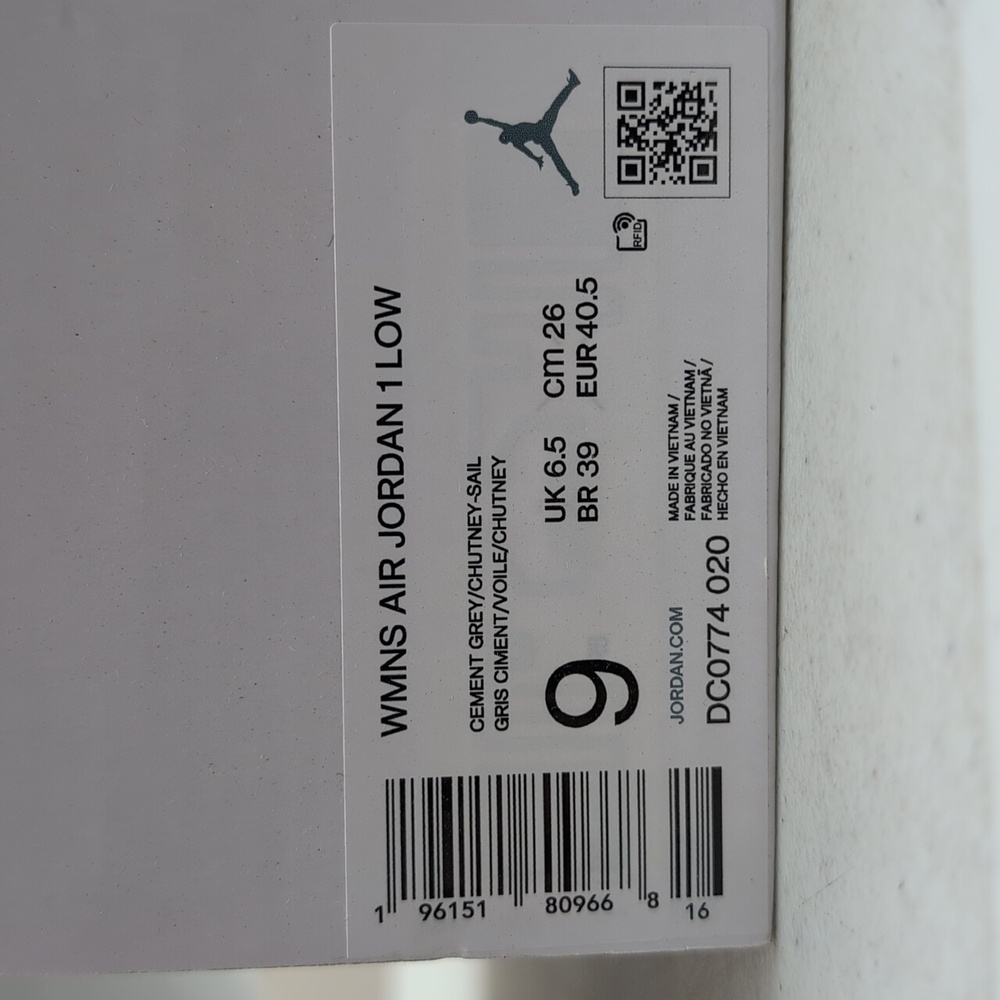 WMNS Nike Air Jordan 1 Low - Chutney - Size 9 ( DC0774-020 ) - Picture 8 of 8